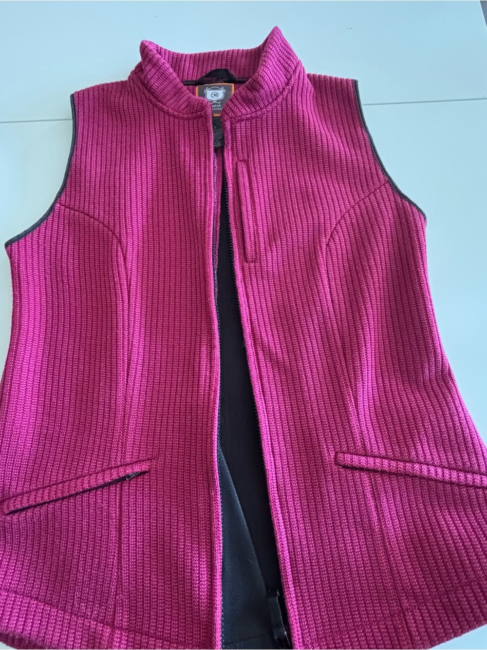 Asmar Equestrian Fuschia Ribbed Knit Full Zip Vest- Riding Outdoor Lifestyle